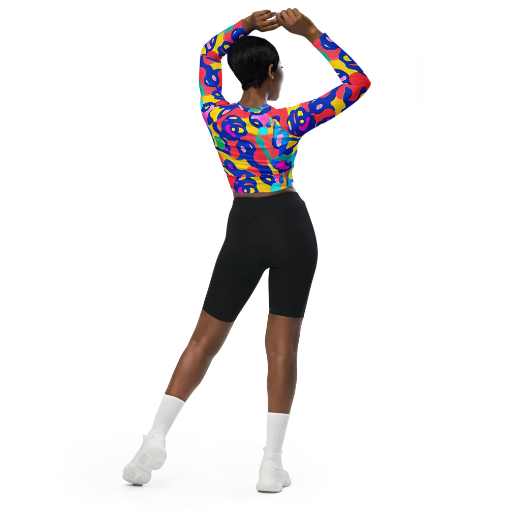 Electric Spill on Long Sleeve Crop Top — Back