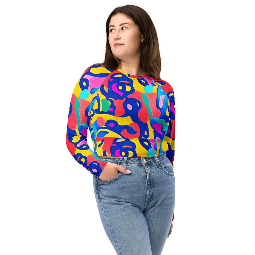 Electric Spill on Long Sleeve Crop Top — Front
