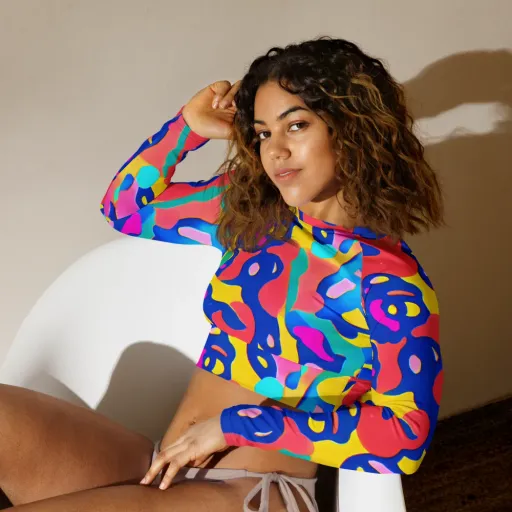 Electric Spill on a Long Sleeve Crop Top