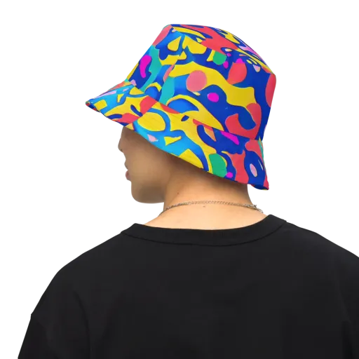 Electric Spill on a Reversible Bucket Hat