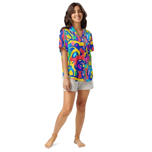 Electric Spill on a Women's Short Sleeve Pajama Top