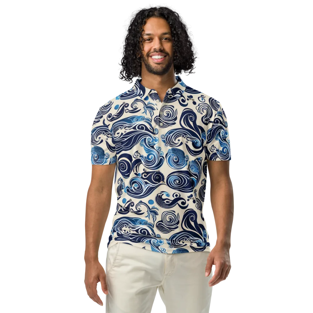 Porcelain Swell on Men's Slim Fit Polo Shirt — Front