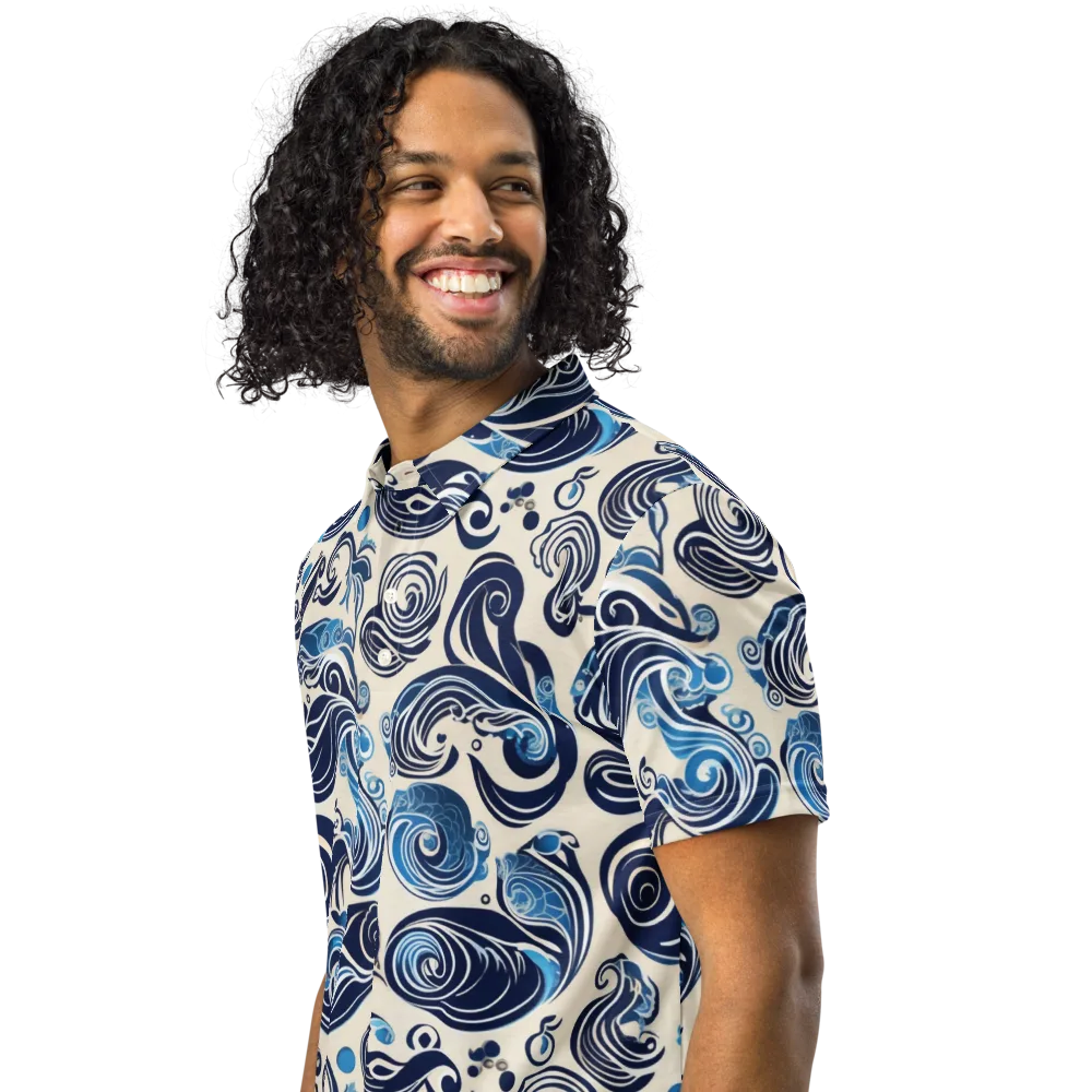 Porcelain Swell on Men's Slim Fit Polo Shirt — Left Front