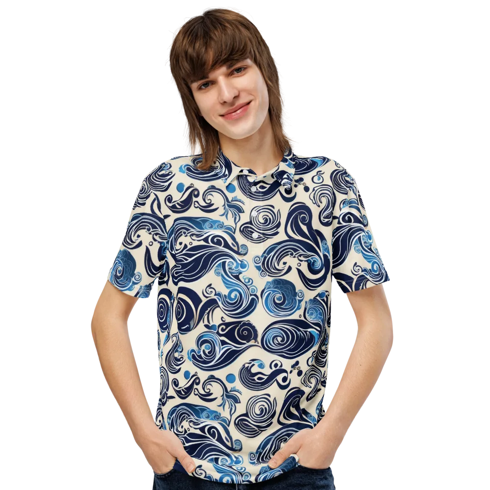 Porcelain Swell on Men's Slim Fit Polo Shirt — Front