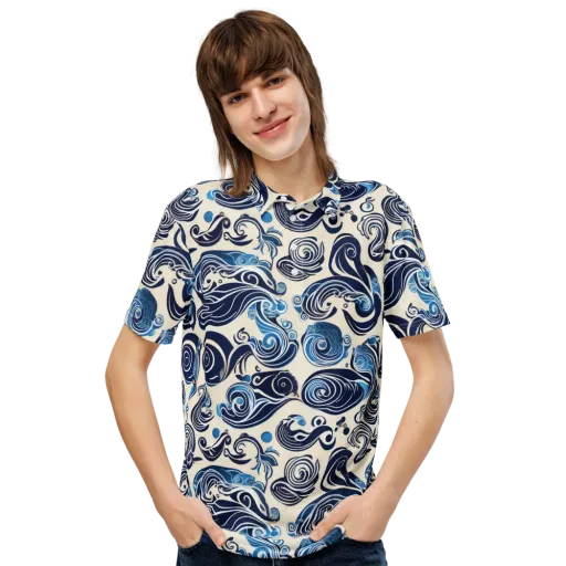 Porcelain Swell on a Men's Slim Fit Polo Shirt
