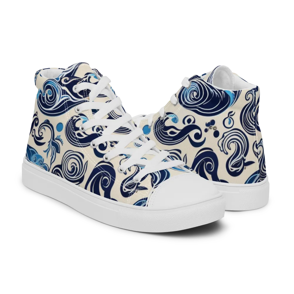 Porcelain Swell on Men's High Top Canvas Shoes — Right