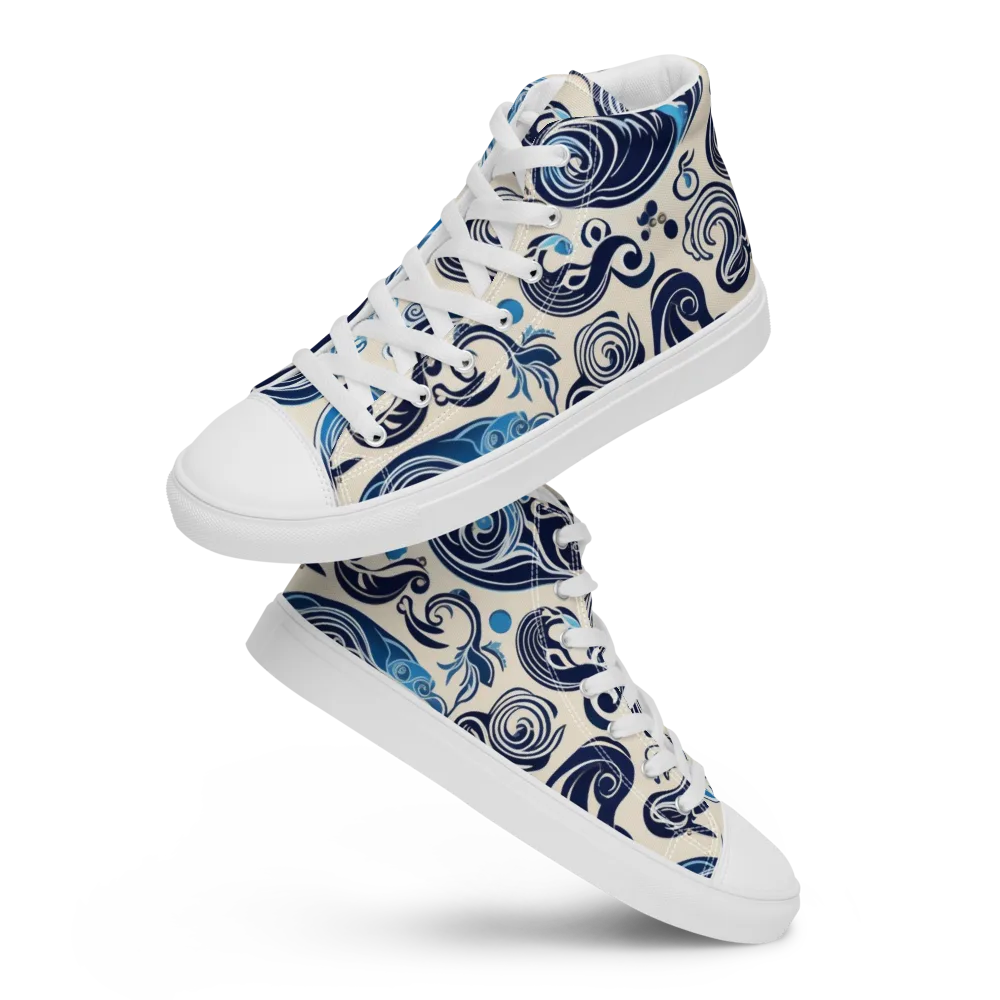 Porcelain Swell on Men's High Top Canvas Shoes — Front