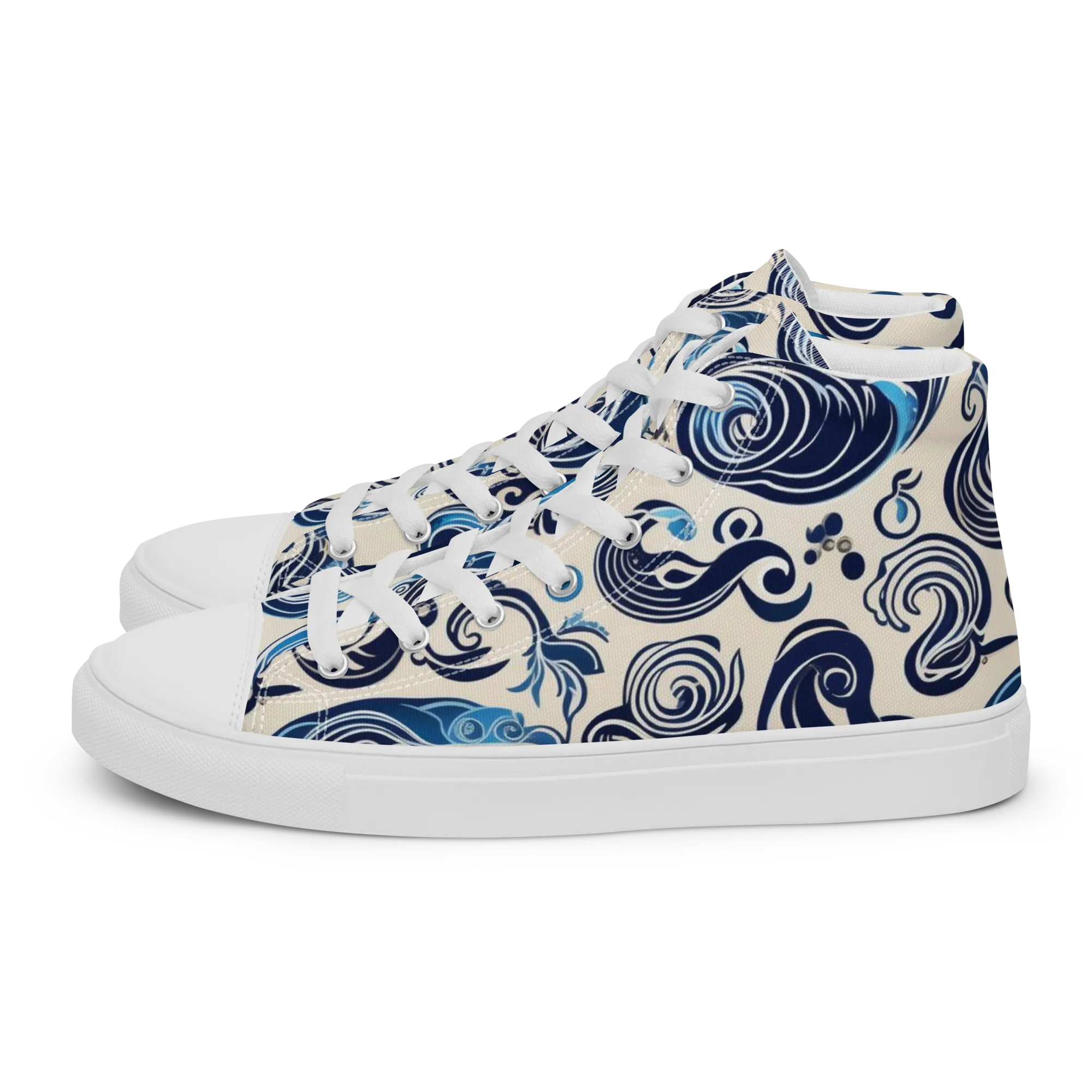 Porcelain Swell on Women's High Top Canvas Shoes — Left