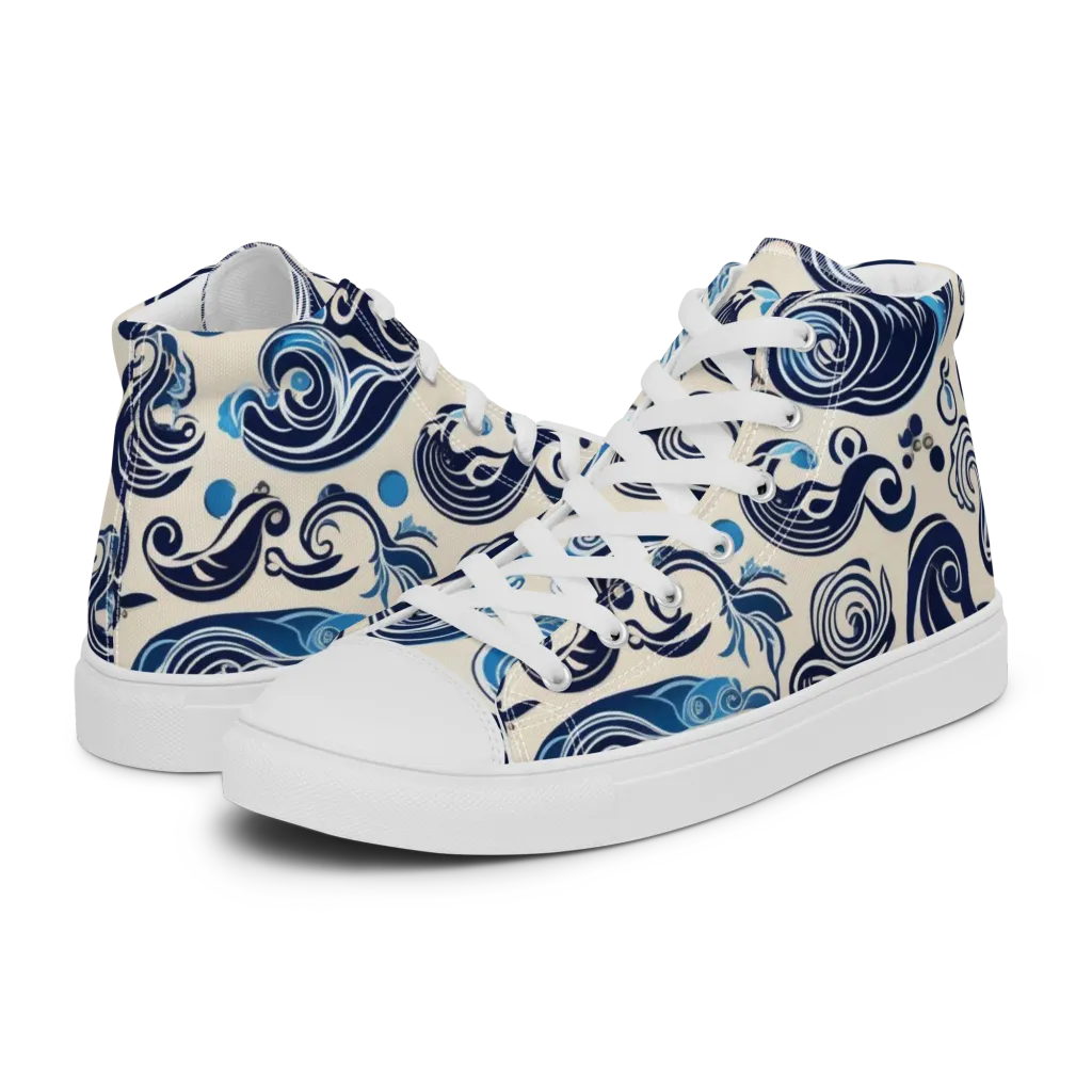 Porcelain Swell on Women's High Top Canvas Shoes — Left