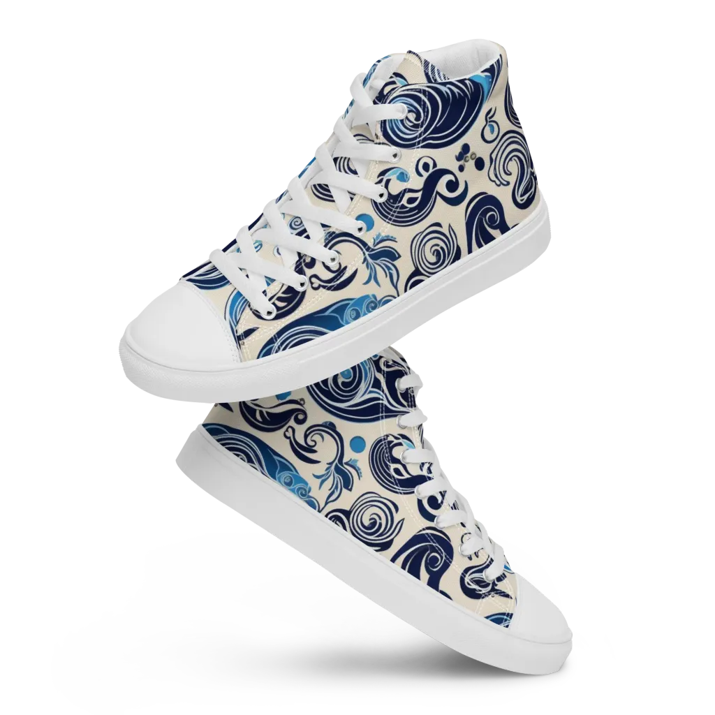 Porcelain Swell on Women's High Top Canvas Shoes — Front
