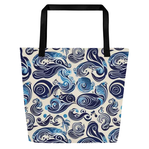 Porcelain Swell on a Large Tote Bag W/ Pocket