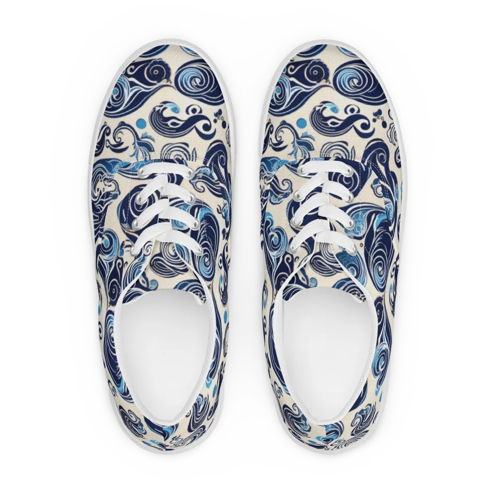 Porcelain Swell on Men's Lace-Up Canvas Shoes — Front