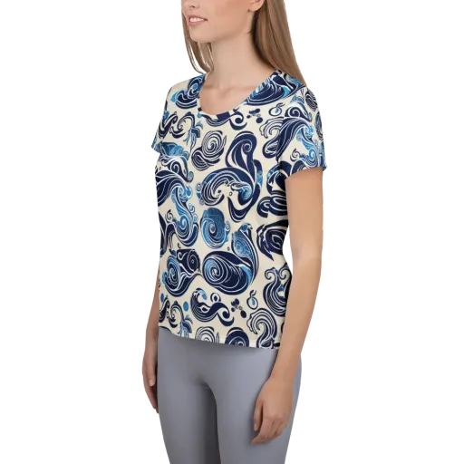 Porcelain Swell on a Women's Athletic T-Shirt