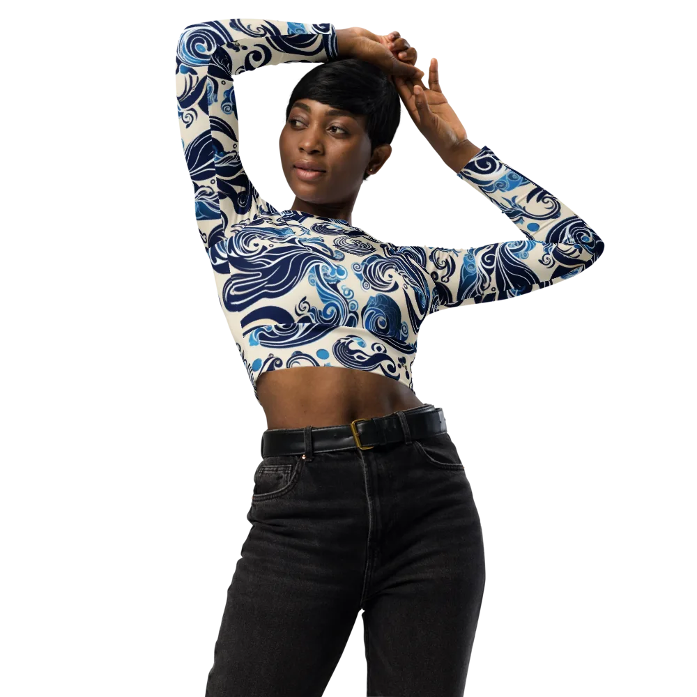 Porcelain Swell on Long Sleeve Crop Top — Front