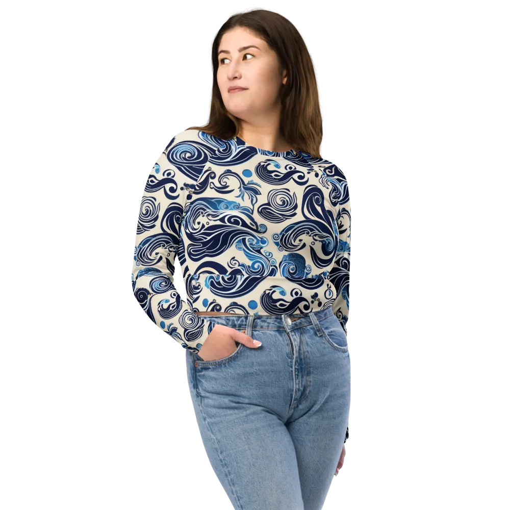 Porcelain Swell on Long Sleeve Crop Top — Front