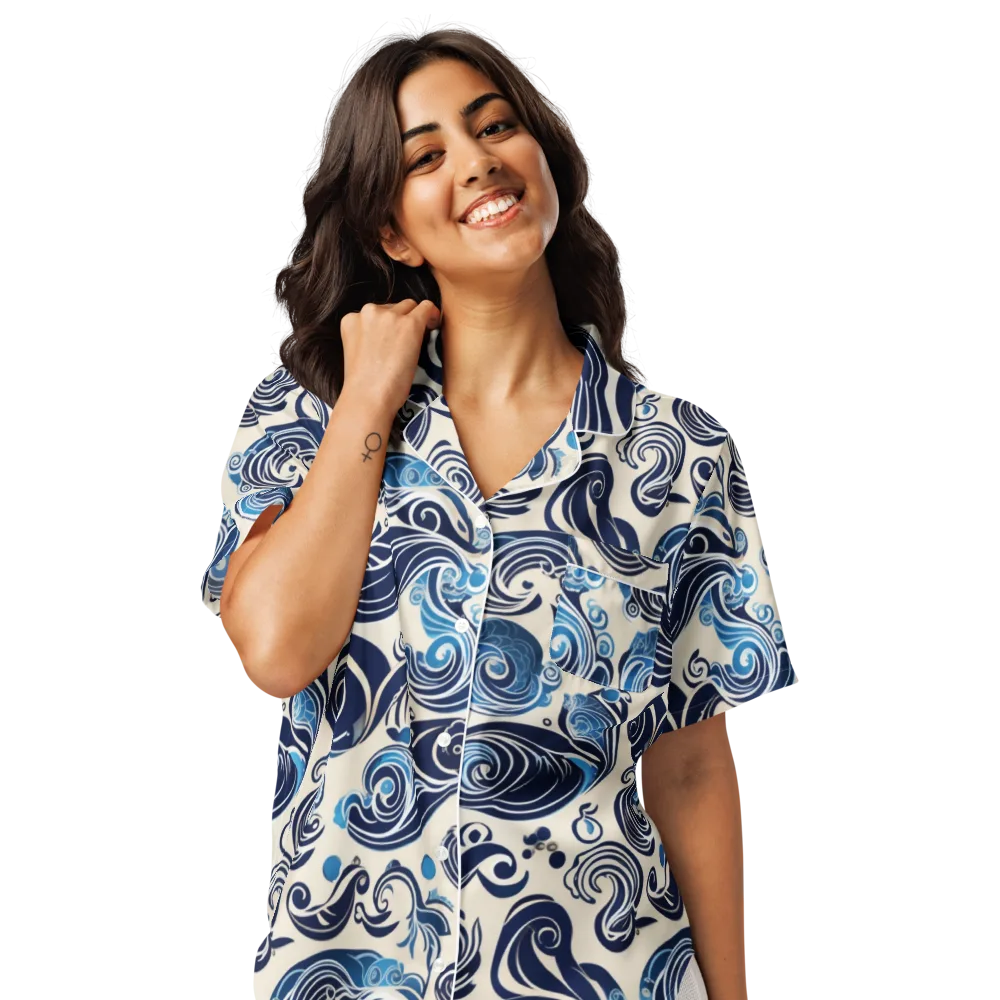 Porcelain Swell on Women's Short Sleeve Pajama Top — Front