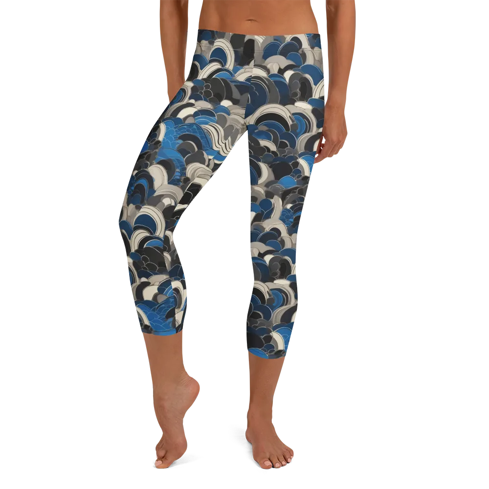 Blue Resonance on Capri Leggings — Front