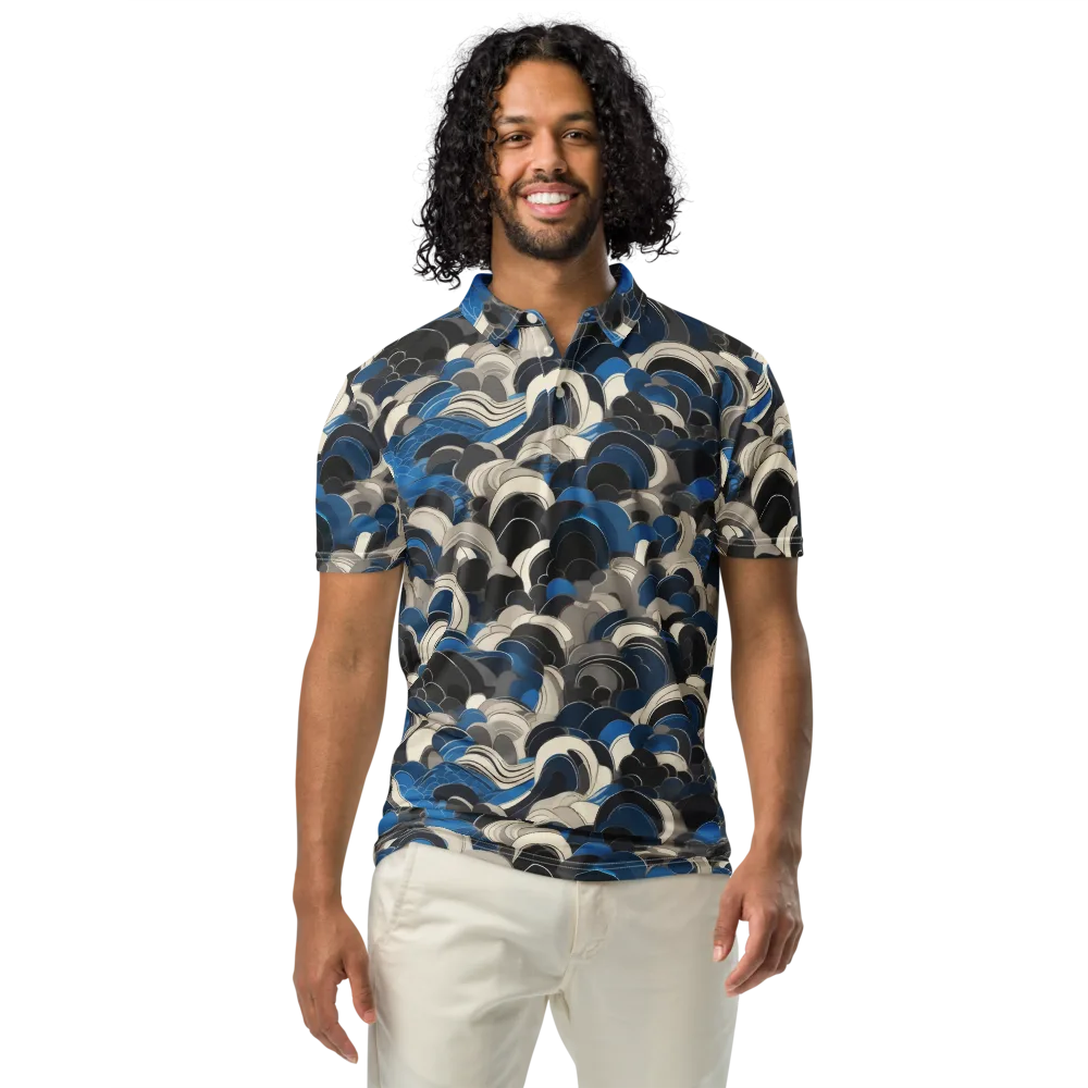 Blue Resonance on Men's Slim Fit Polo Shirt — Front