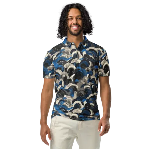 Blue Resonance on a Men's Slim Fit Polo Shirt