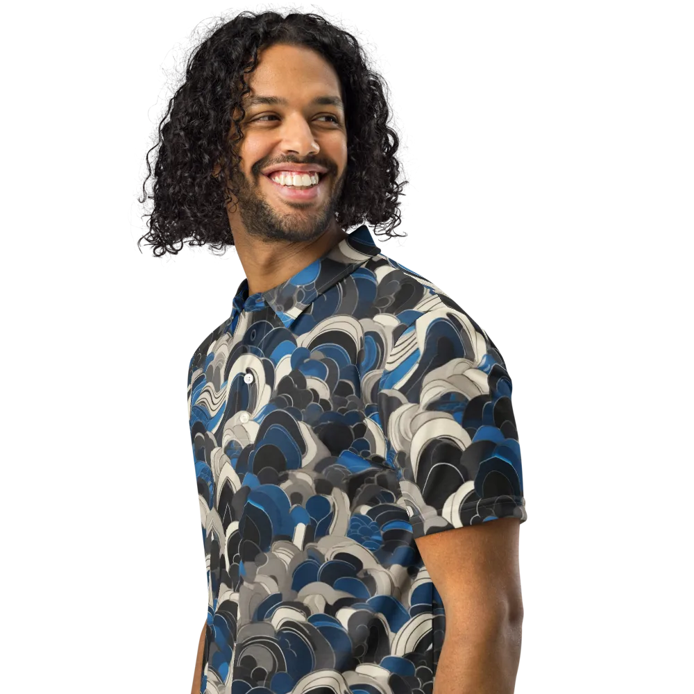 Blue Resonance on Men's Slim Fit Polo Shirt — Left Front