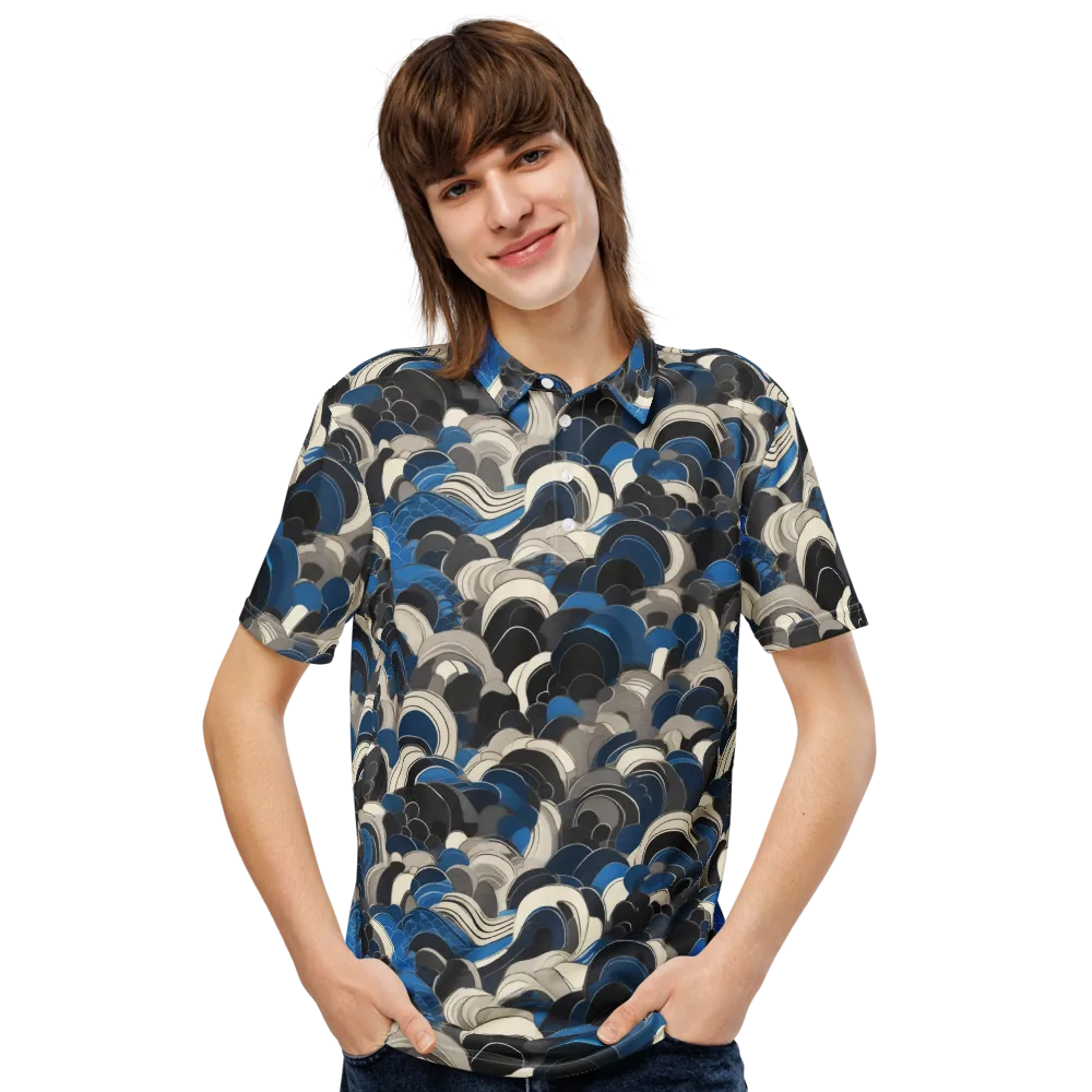 Blue Resonance on Men's Slim Fit Polo Shirt — Front