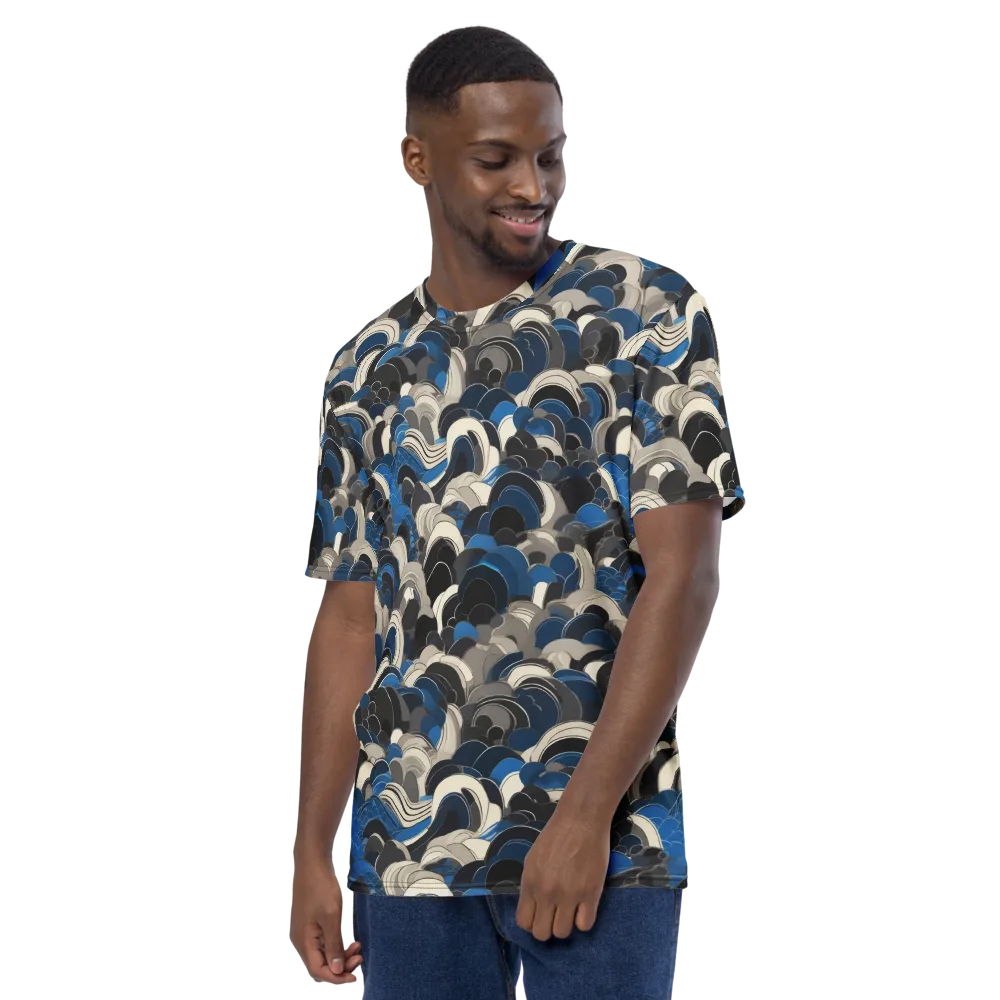 Blue Resonance on Men's Crew Neck T-Shirt — Left