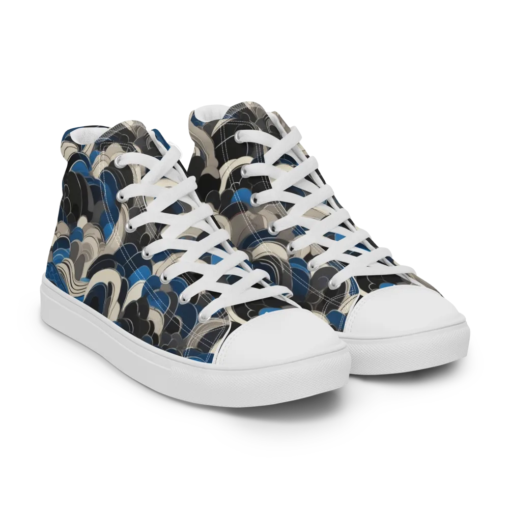 Blue Resonance on Men's High Top Canvas Shoes — Right Front