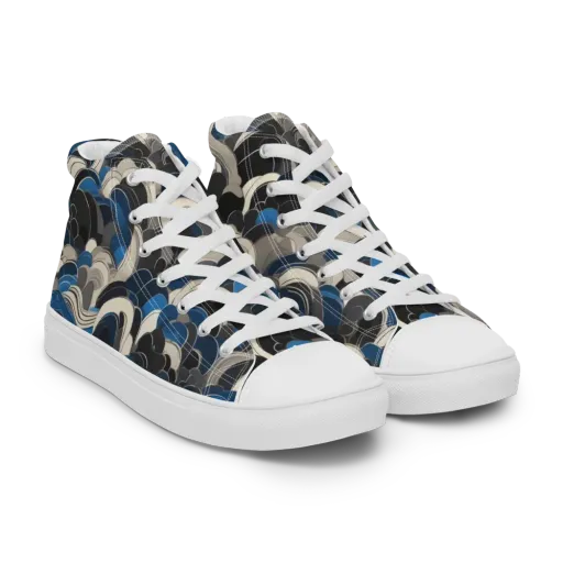 Blue Resonance on a Men's High Top Canvas Shoes