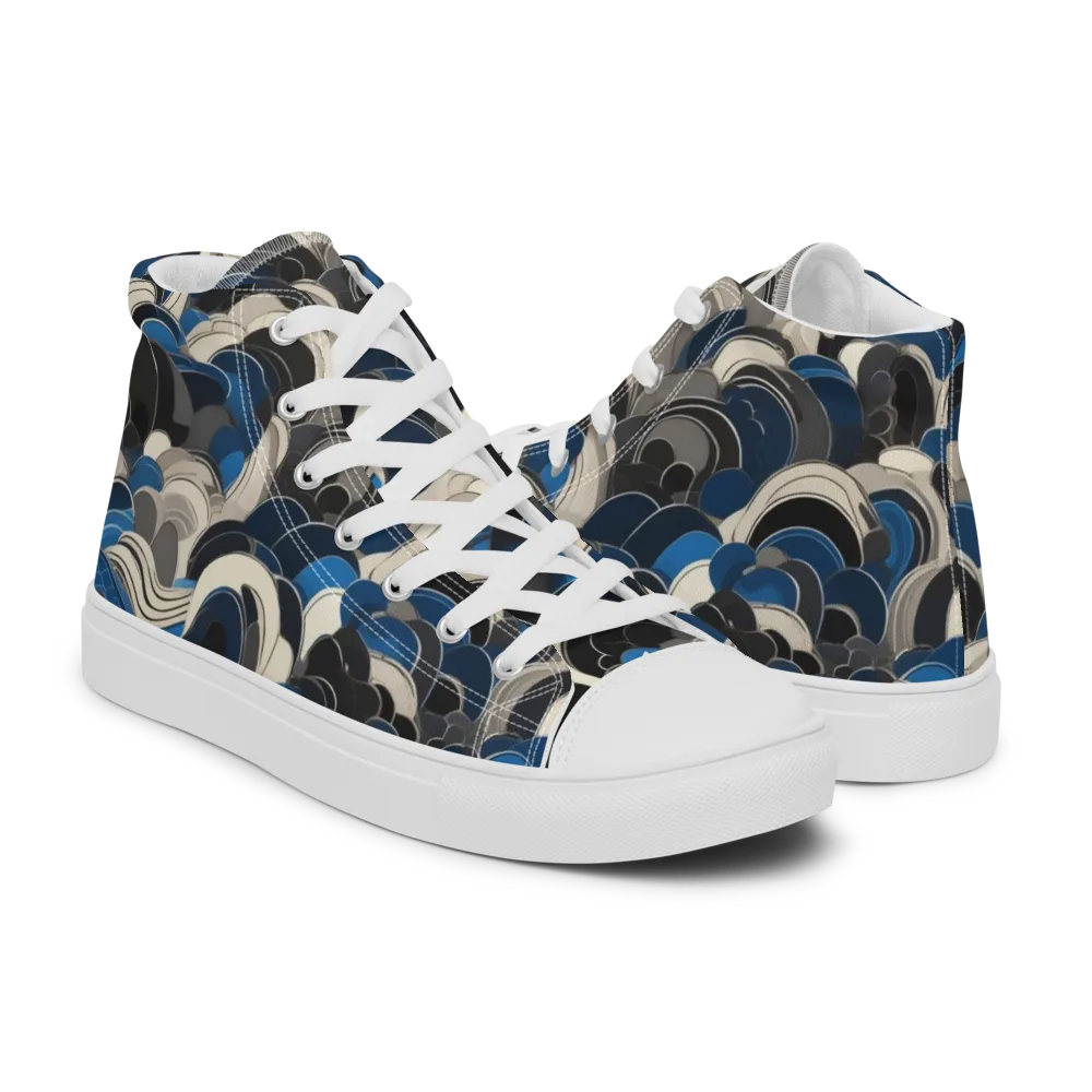 Blue Resonance on Men's High Top Canvas Shoes — Right