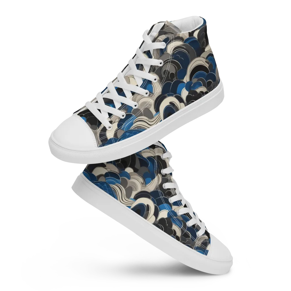 Blue Resonance on Men's High Top Canvas Shoes — Front