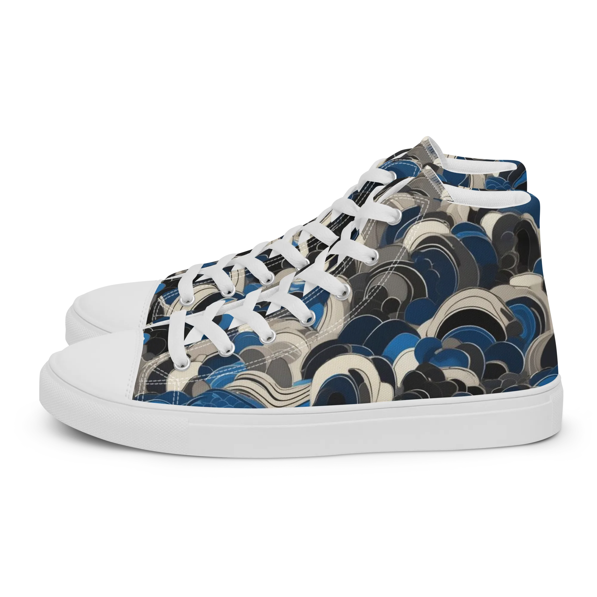 Blue Resonance on Women's High Top Canvas Shoes — Left