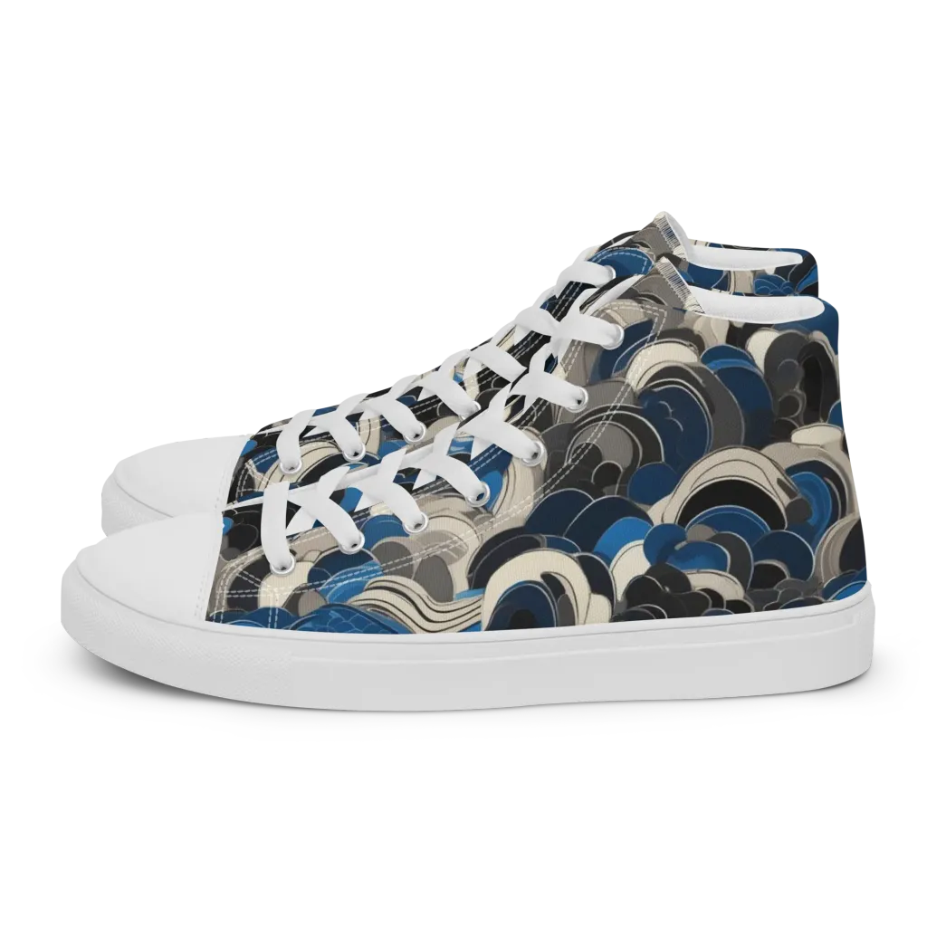 Blue Resonance on Women's High Top Canvas Shoes — Left
