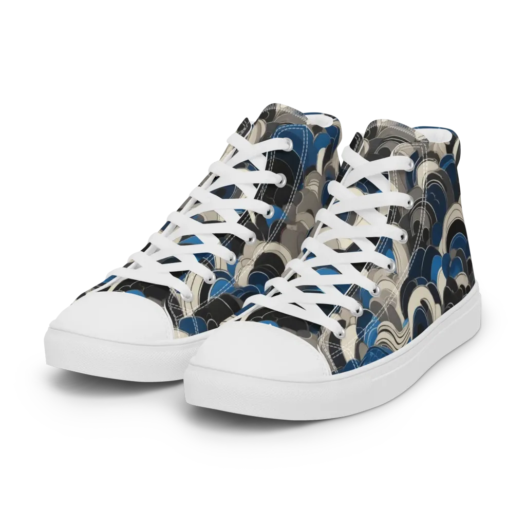 Blue Resonance on Women's High Top Canvas Shoes — Left Front