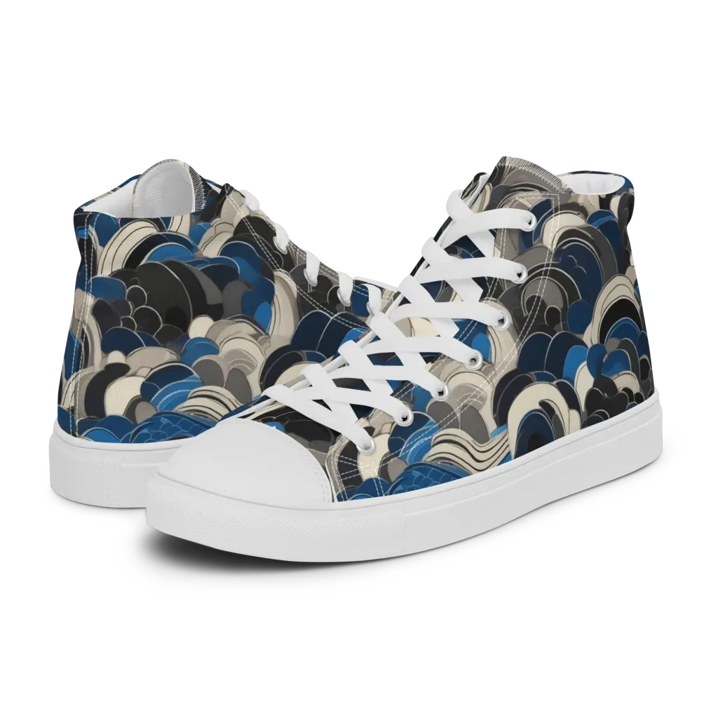 Blue Resonance on Women's High Top Canvas Shoes — Left