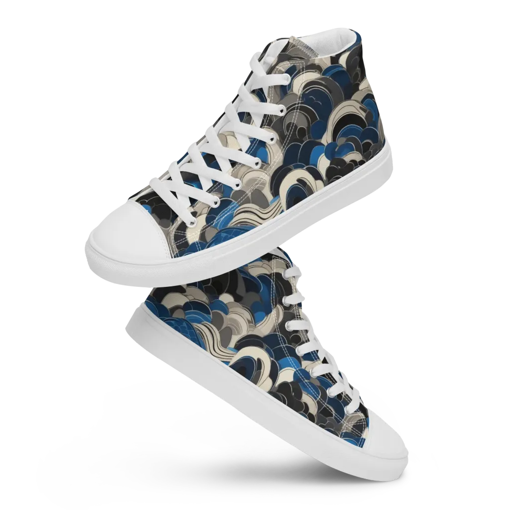 Blue Resonance on Women's High Top Canvas Shoes — Front
