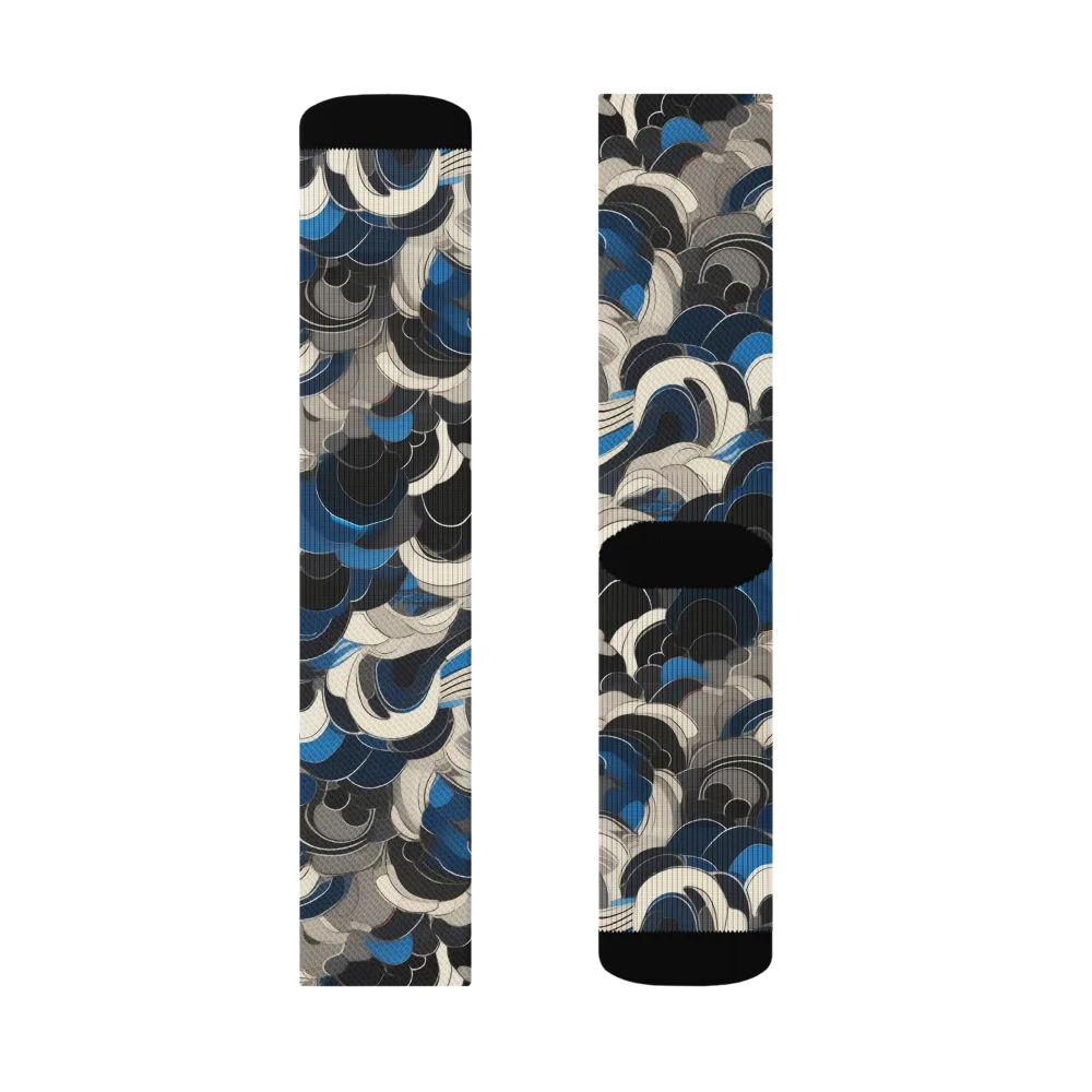 Blue Resonance on Socks — Left Sock