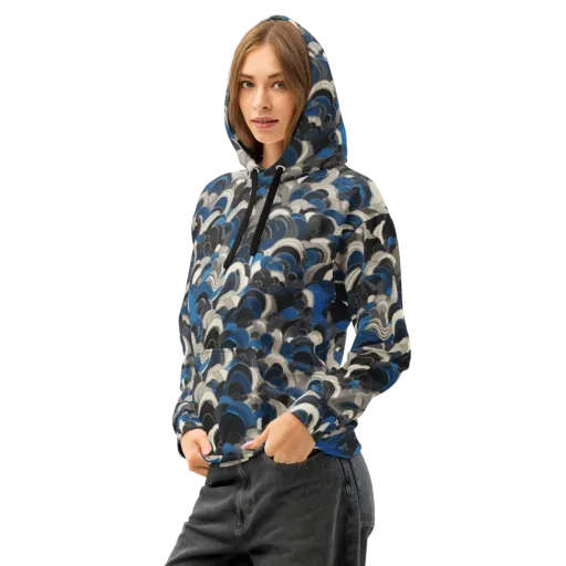 Blue Resonance on a Cotton Hoodie