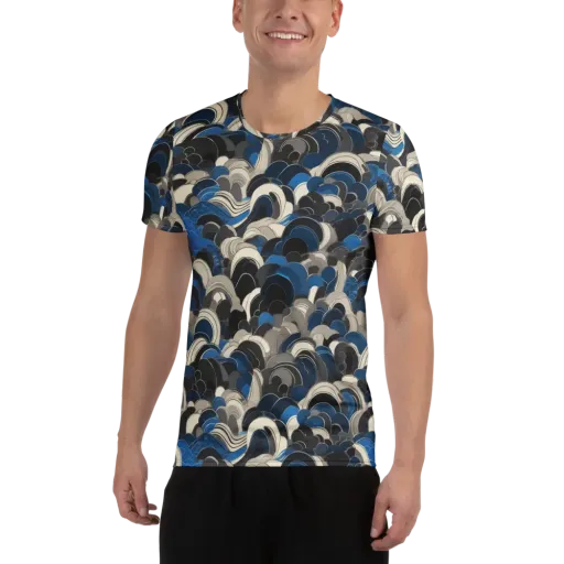 Blue Resonance on a Men's Athletic T-Shirt