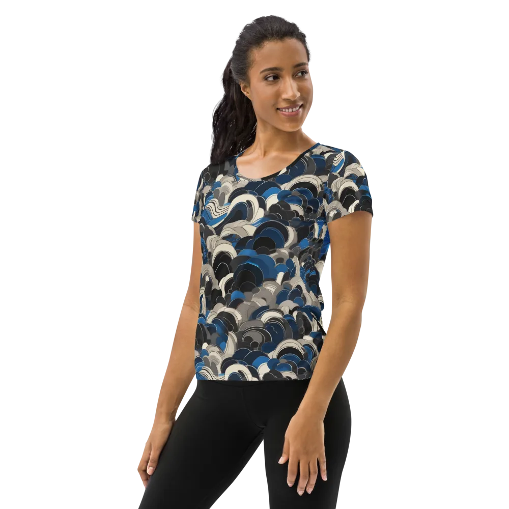 Blue Resonance on Women's Athletic T-Shirt — Left
