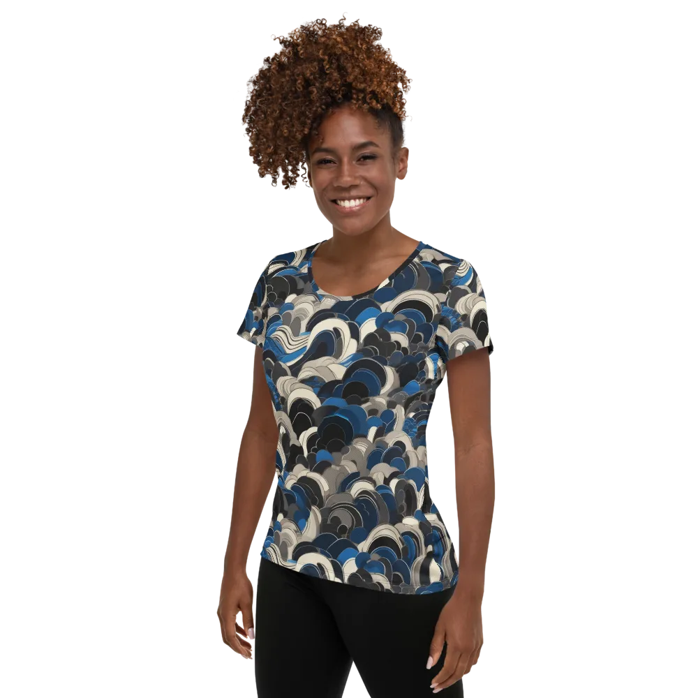 Blue Resonance on Women's Athletic T-Shirt — Left