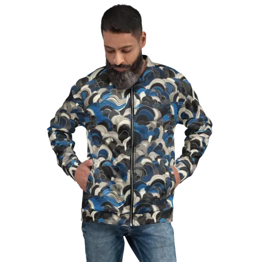 Blue Resonance on a Bomber Jacket