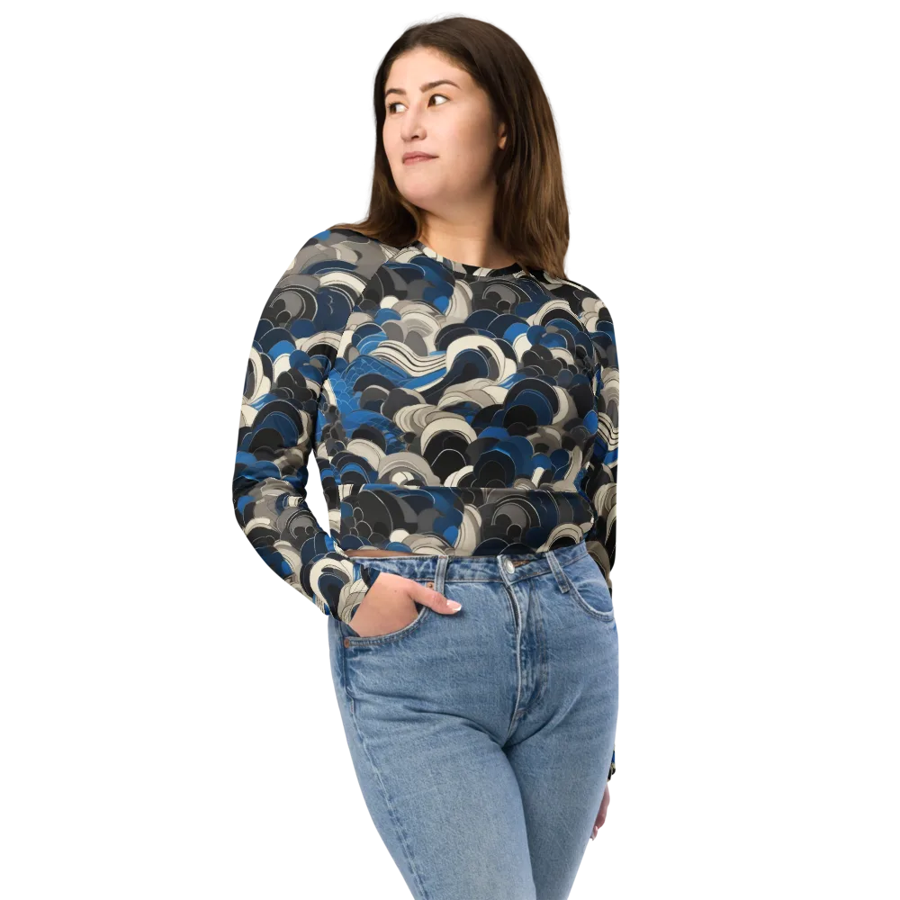 Blue Resonance on Long Sleeve Crop Top — Front