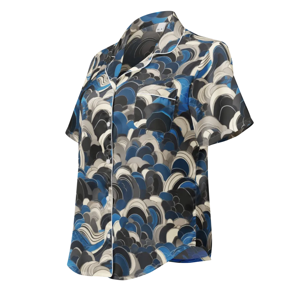 Blue Resonance on Women's Short Sleeve Pajama Top — Left Front