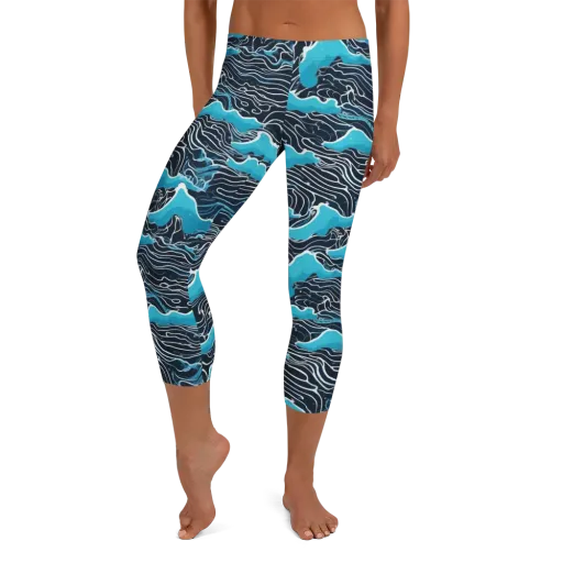 Azure Undertow on a Capri Leggings
