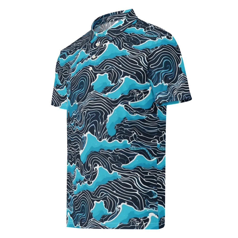 Azure Undertow on Men's Slim Fit Polo Shirt — Left Front