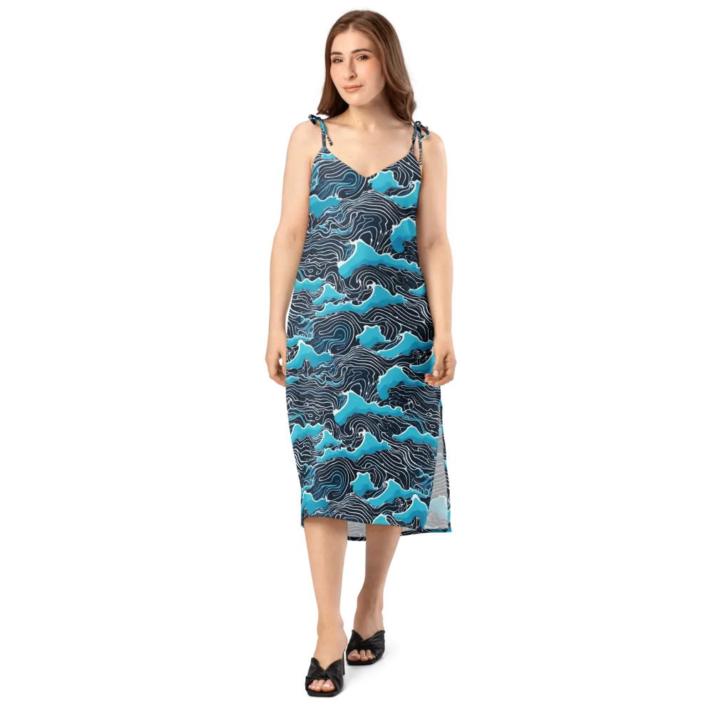 Azure Undertow on Slip Dress — Front