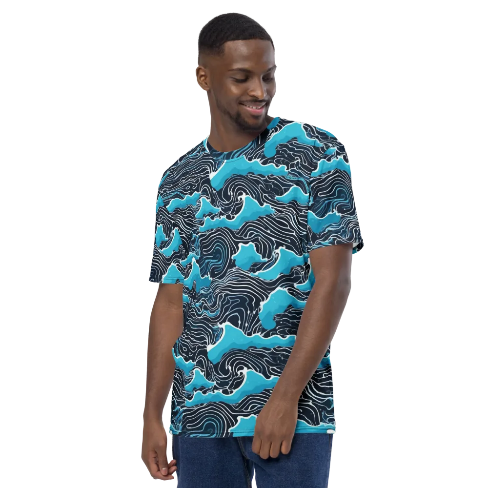 Azure Undertow on Men's Crew Neck T-Shirt — Left