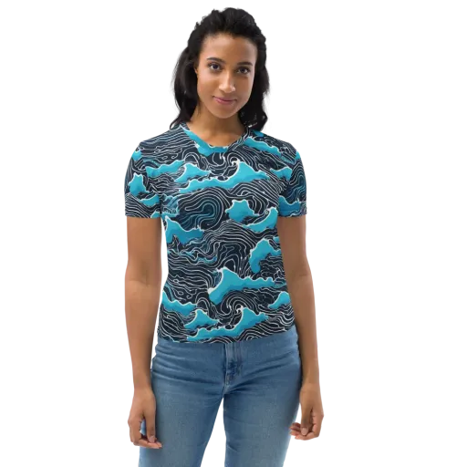 Azure Undertow on a Women's Crew Neck T-Shirt