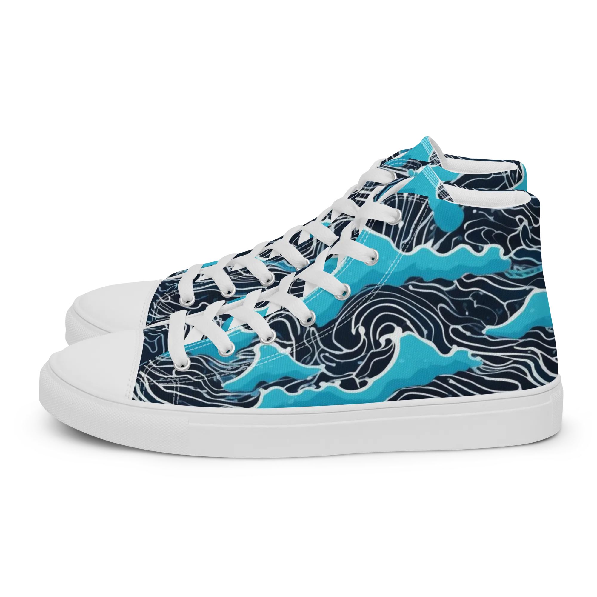 Azure Undertow on Women's High Top Canvas Shoes — Left