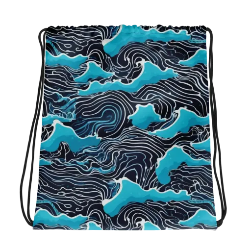 Azure Undertow on a Drawstring Bag